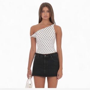 New! Polka Dot One-Shoulder Top